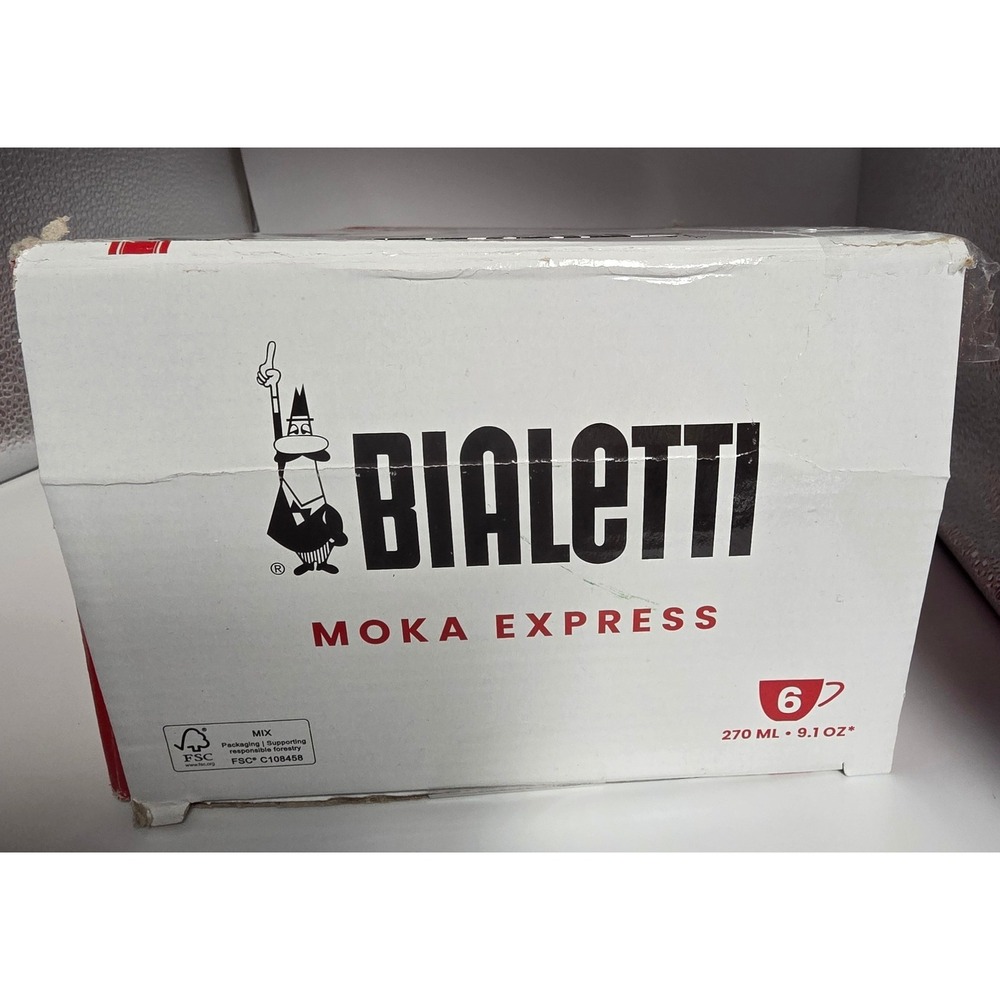 Bialetti Moka Express 6 Cup Stovetop Espresso Maker 275-06 Made In Italy NIB - Picture 11 of 12